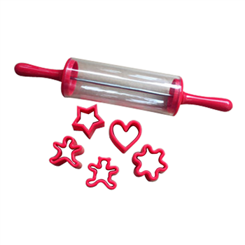 Rolling Pin Cookie Cutter Set with 5 Molds