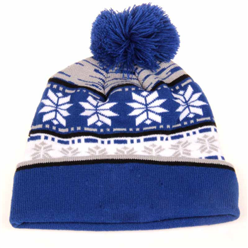 Cuffed Knit Beanie with Pom