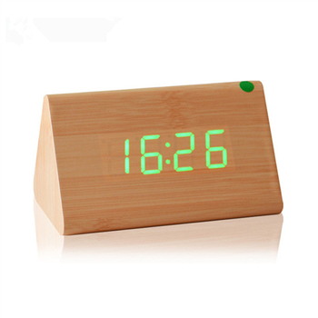 LED Wooden Triangle Clock