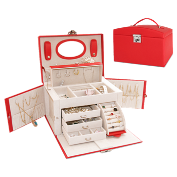 Premium PU Leather Jewelry Box with Mirror