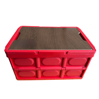 Foldable Storage Box with Wood-Pattern Lid