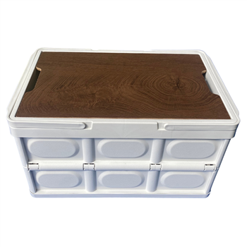 Foldable Storage Box with Wood-Pattern Lid